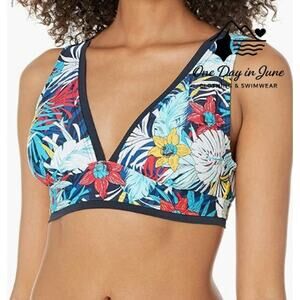 Tommy Hilfiger Floral V Neck Bikini Top Size S